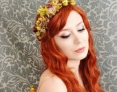woodland flower crown, plum floral head piece, hair accessory - florence