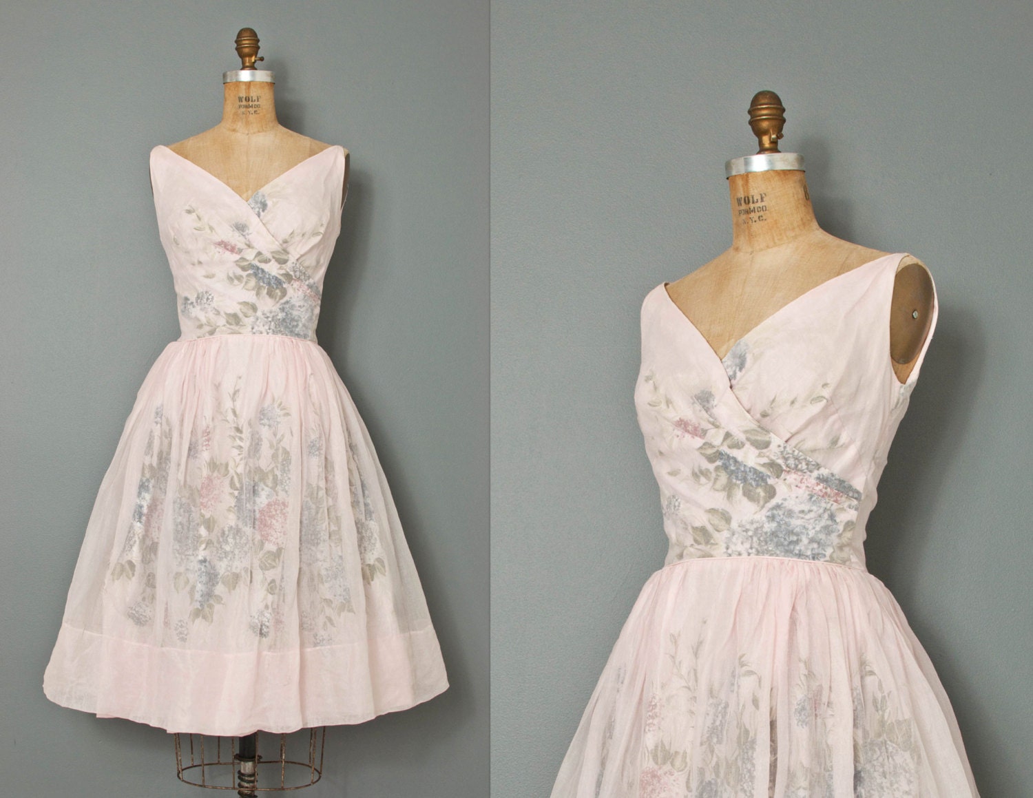 vintage 1950s floral party dress / 50s dress / 1950s dress / the HEAVENLY HYDRANGEA  dress