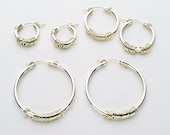 Large Sterling Silver Hinged Hoops With Rings