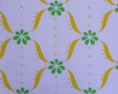 vintage fabric fat quarter (fun green flower yellow dot motif)