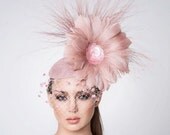 Melbourne Cup Blush pink Fascinator, Cocktail hat, Derby Hat