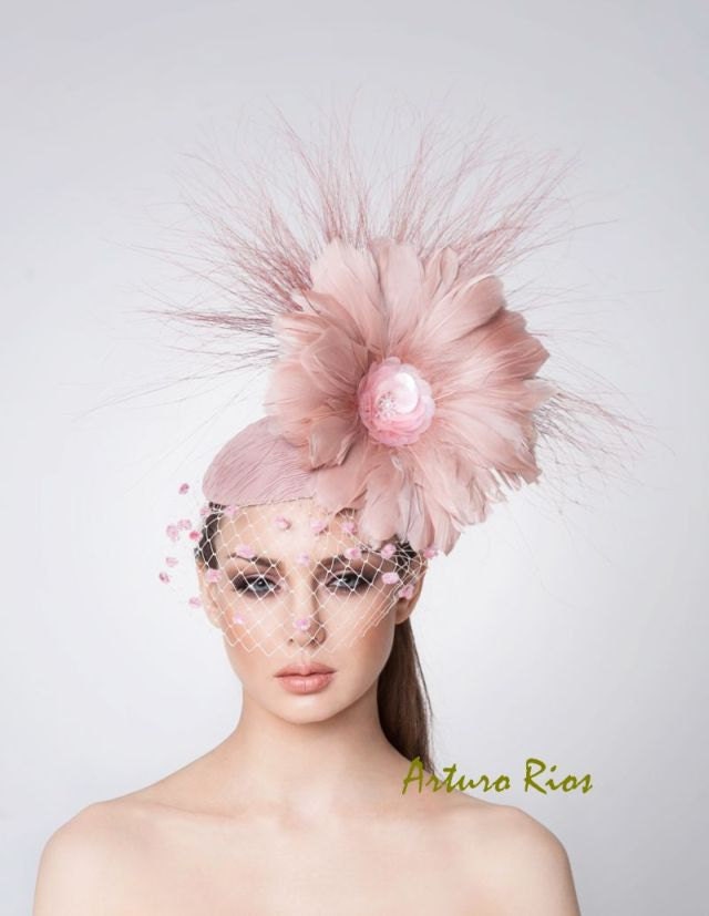 Melbourne Cup Blush pink Fascinator, Cocktail hat, Derby Hat