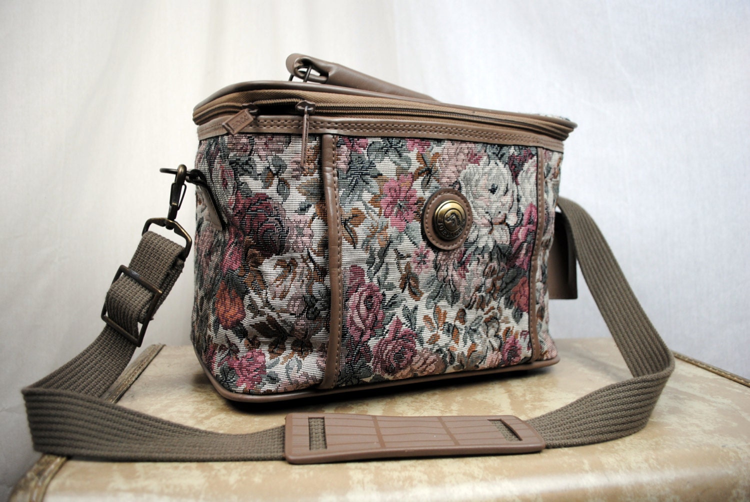 Vintage Jordache Floral Tapestry Tote Luggage Case
