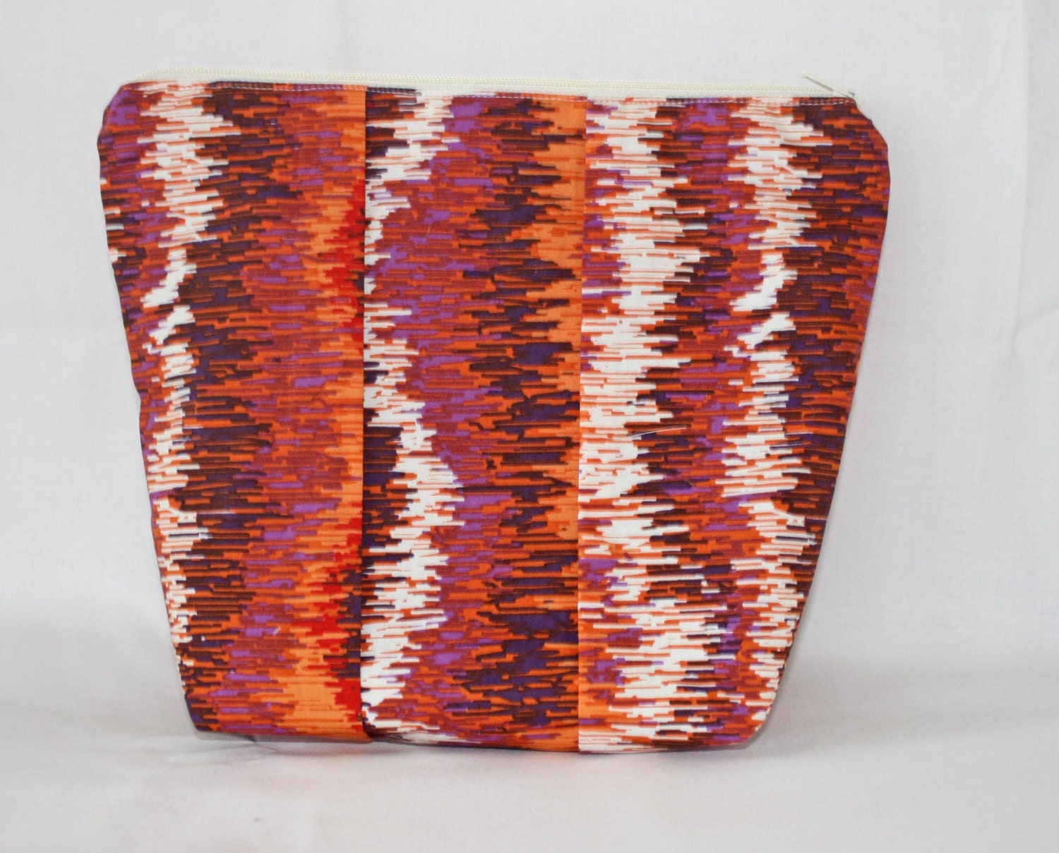 Sound Wave Purple Orange and Red Pleated Zipper Pouch