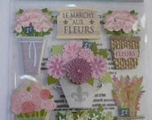 FLOWER MARKET Jolee's Boutique Scrapbooking 3d Supplies stickers - French bouquets, Fleurs
