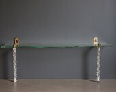 Glass Wall Shelf from the 40s with Lucite Icicle Legs