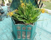 Vintage Hanging Planter Garden Green Metal