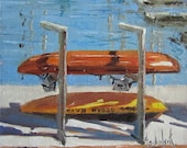 Andolsek Art, ORIGINAL OIL Painting, Kayaks,Boats,Ocean,Sports 'Ocean Kayaks', 6x6