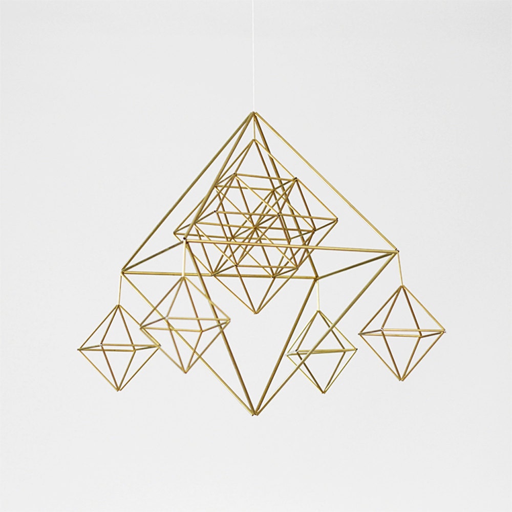 Brass Classic Himmeli / Modern Hanging Mobile / Geometric Sculpture