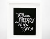 When SKIES are GREY - Chalkboard Inspired, Baby Nursery Wall Art, Personalized, Baby Shower Gift 8x10