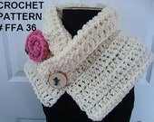 CROCHET PATTERN, shawl collar chunky scarf or cowl, flower, craft supplies, instant download, pdf tutorial handmade patterns, num. FFA36