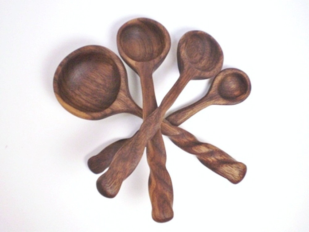 Measuring Spoon Set - Wood - Black Walnut - Hand Carved - No 24