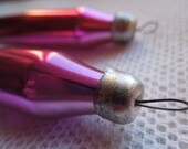 Ussr 2 ICICLE set Christmas decoration ornament Soviet Russian 1970s PINK