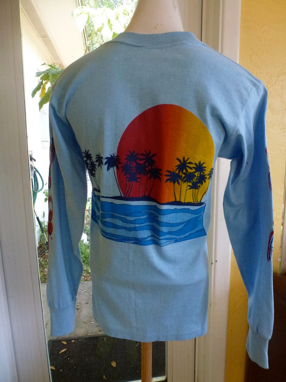 Sunset beach surfer long sleeve soft and thin shirt