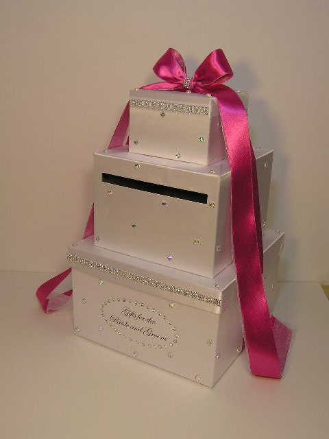 Silver Wedding Card Box Gift Card Money card Box Holder-Customize your color