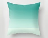 JADE Ombre Geometric Stripes Popular FABRIC Throw Pillow Cover Case 16X16  Hidden Zipper