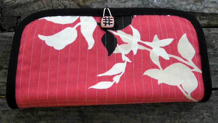 Pink and Black Quilted Fabric Organizer for Purse, Coupons, or Travel