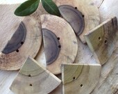Wood Toggle Buttons and Triangle Buttons - 6 Wooden Tree Branch Buttons - 2 holes, For Handbags, Pillows, Knitting, Journals