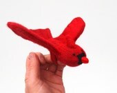 Cardinal, bird puppet, waldorf toy, all natural toy, eco friendly toy, red bird