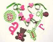 Baby shower decorations, it's a girl banner pink and green polka dots by ParkersPrints on Etsy Il_170x135