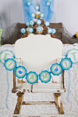 Whale of a Good Time, I AM 1 Happy First Birthday MINI BANNER - Ocean Preppy Birthday Decorations in Aqua Blue and Green Il_170x135