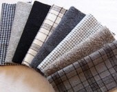 Hand Dyed Felted Wool, 8in.x 8in. - Black / Gray - for Applique, Penny Rugs, Sewing Projects / W1263