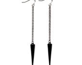 matte black spike triangle earrings