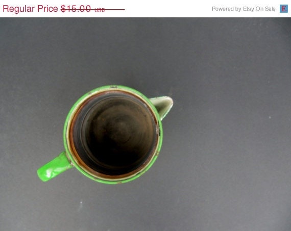 Sale Vintage Chippy Green Enamelware Coffee Pot - Modred12