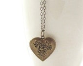 Victorian Locket Necklace Brass Heart Locket Necklace Floral Scroll Locket Necklace Mothers Day Jewelry Romantic - Marisol