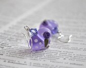 ON SALE Purple Heart Glass Earrings - Valentine Earrings - Lampwork Glass Earrings