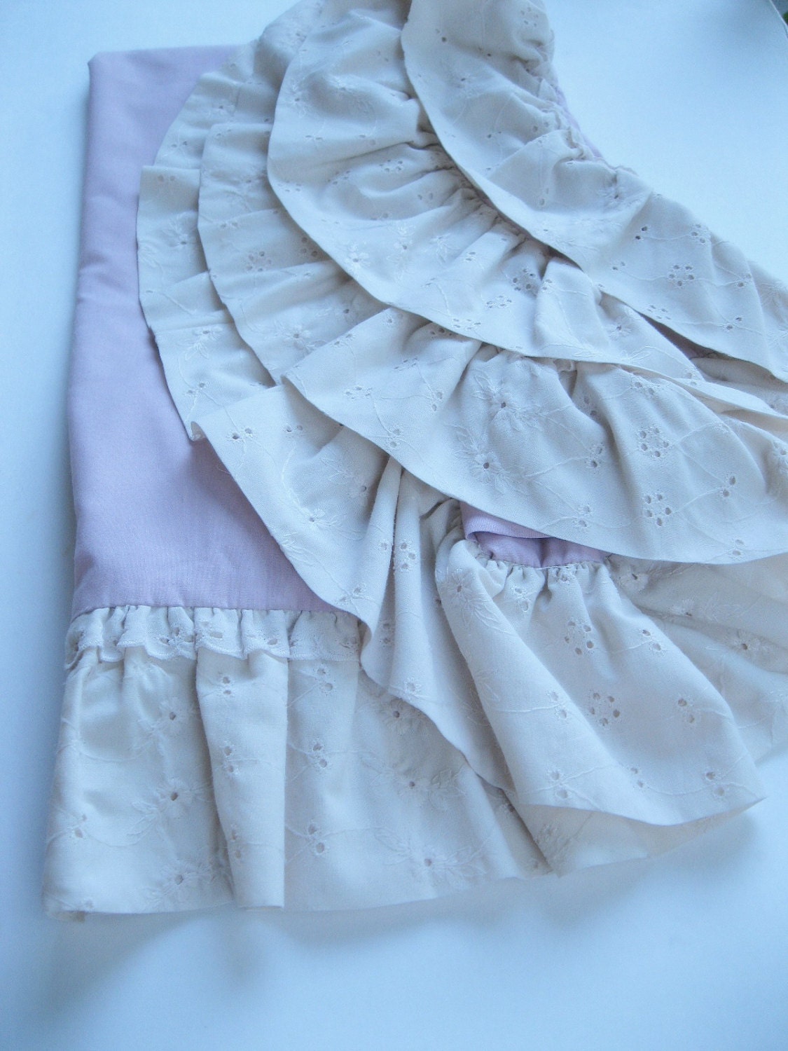 Pillow Sham with Eyelet Frill, Shabby Chic, Cottage Charm, by mailordervintage on etsy