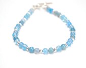Light Blue Bracelet, Minimalist Jewelry, Sky Agate, Petite, Simple, Pastel, Acid Wash Denim, Pale Blue Bracelet,Gift Under 20