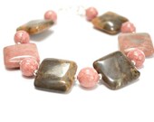 Pink Bracelet, Mauve Bracelet, Brown, Gray, Grey, Chunky Long Bracelet, Tan, Coffee, Fall Fashion, Gift Under 25 - Soft