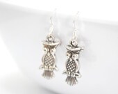 Graduation Earrings, Silver Owls Earrings Graduate Jewelry Sterling Silver Class of 2013 Statement Woodland Earrings