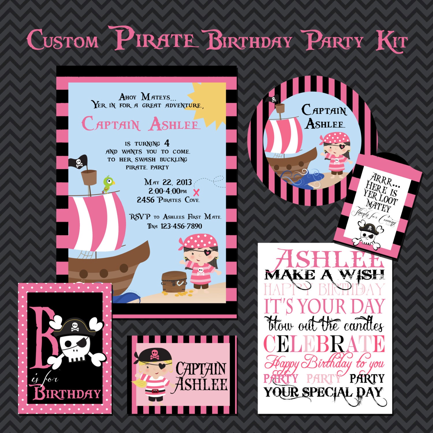 Custom PIRATE Birthday Party Printable Kit Il_570xn