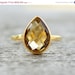 SALE 15 OFF Gold Citrine Ring - Gemstone Ring - Stacking Ring, November Birthstone Ring, Teardrop