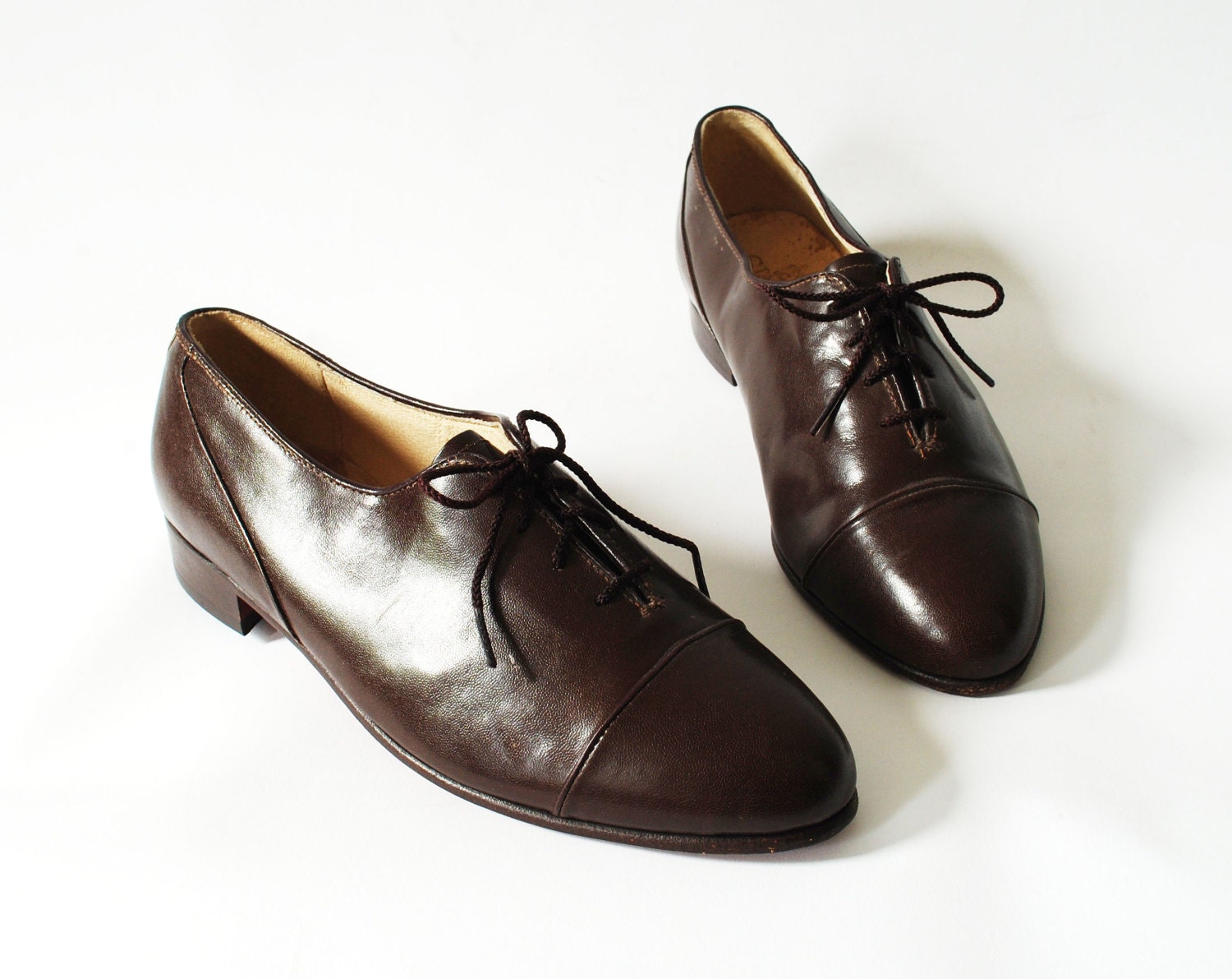Vintage Size 9.5 Dark Brown Leather Oxfords Womens