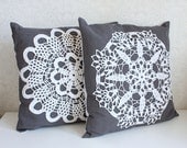 set of two pillow covers, grey 40cm x 40cm