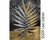 SPLIT FERN- matted 5x7 inch print of a gold and black painted fern