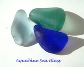 English Sea Glass Nuggets   Cobalt Teal Pale Blue And Olive Blue / Grey FREE SHIPPING (400)