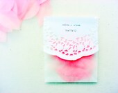 wedding confetti bags, 10 glassine bags with pink paper petals,doilies, personalized
