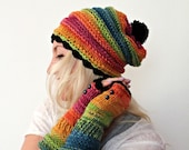 Rainbow Hat and Gloves Set