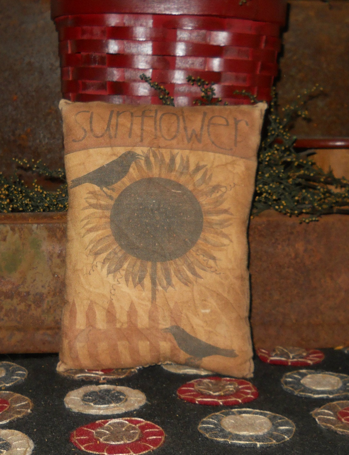 Crow and Sunflower Pillow Tuck