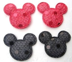Qty 12 Padded Shiny Sequin Mouse Head RED, Black, Pink, or Blue