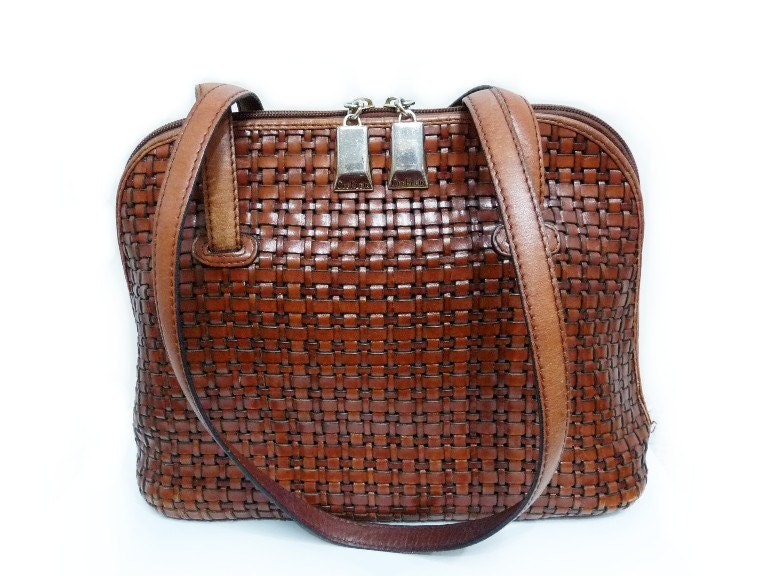 Vintage 80's Bag Cee Klein Authentic Woven Genuine Leather Satchel Hobo Shoulder Bag