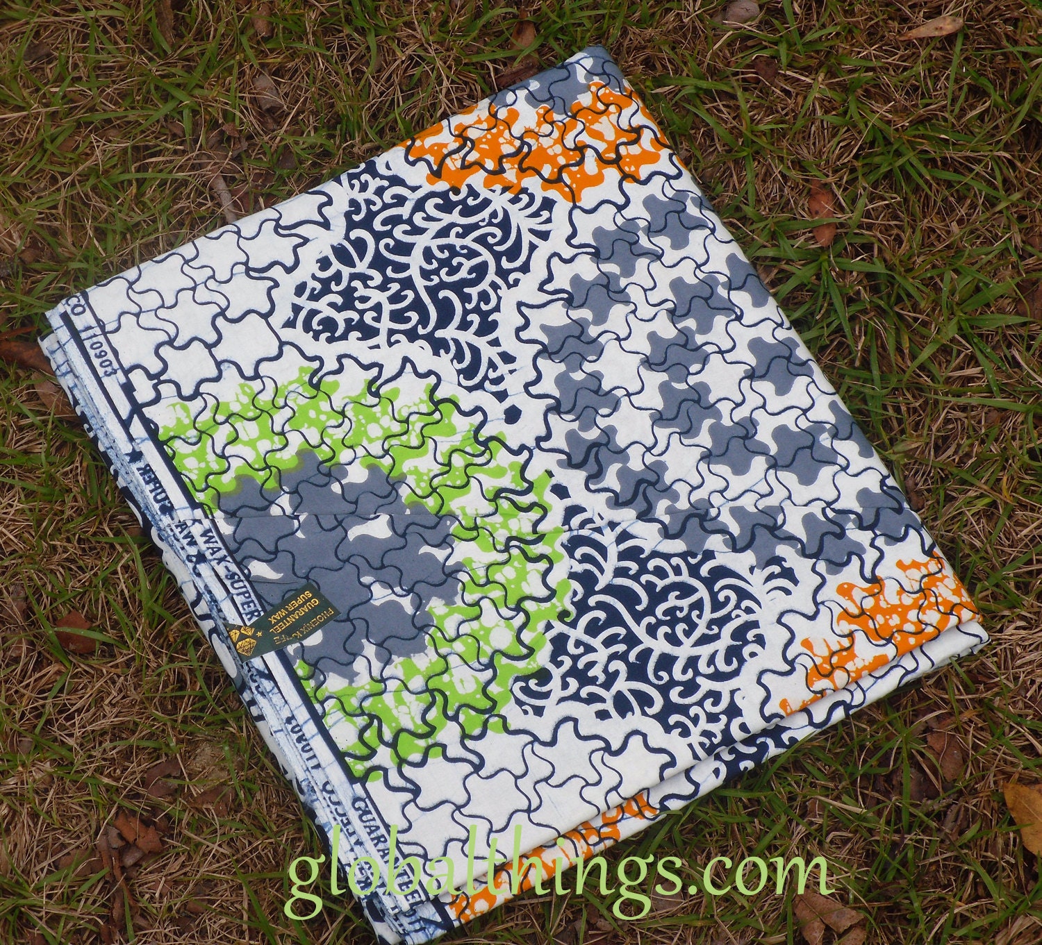 African Wax Cotton Print Fabric - African Daviva Fabric - Ankara Fabric - Loofah - Fat Quarter