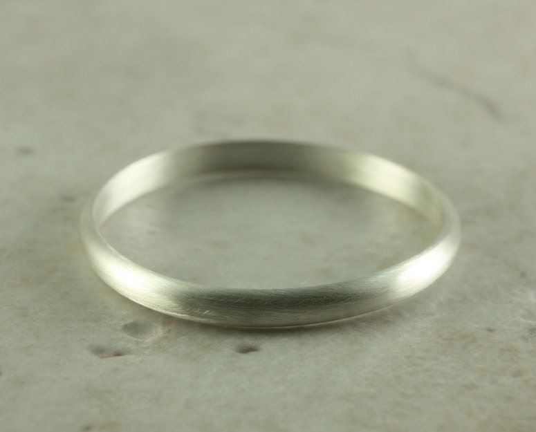 Silver Wedding Band. Silver Domed Ring.