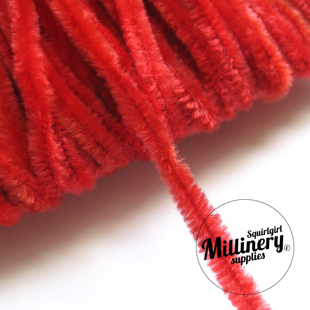 Vintage 1960's-80's Red Chenille Wire (for making your own veiling dots) 1 yard