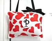 Door Hanger Hearts Personalized Initial Red White Black Decorative - PookieandJack