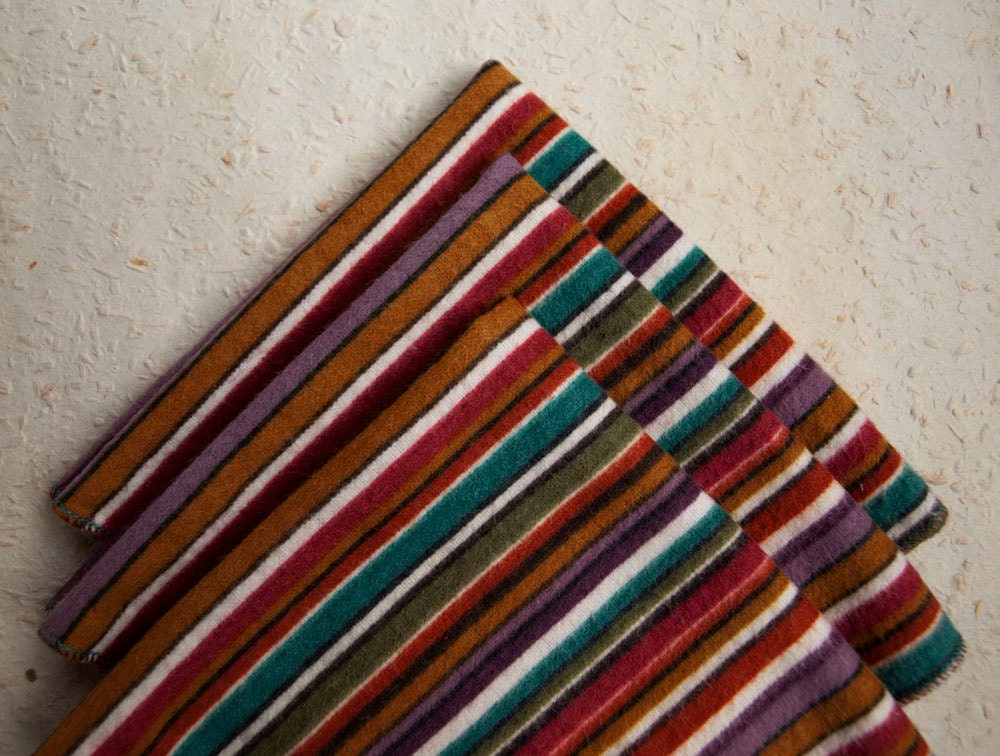 Large Flankie - Multicolor Stripes Flannel Handkerchiefs - Set of 3